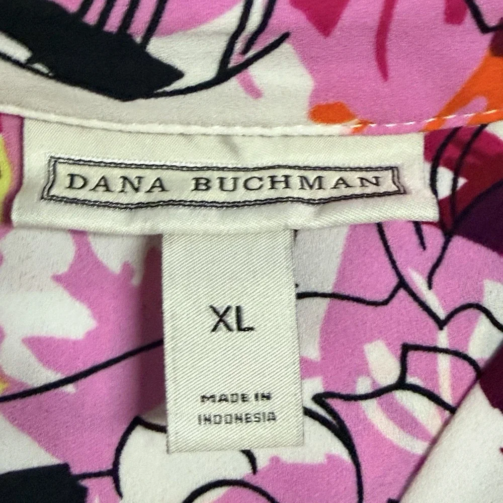 Dana Buchman Women's Multicolored Floral Casual  Tunic Button Up Blouse XL - Picture 4 of 8